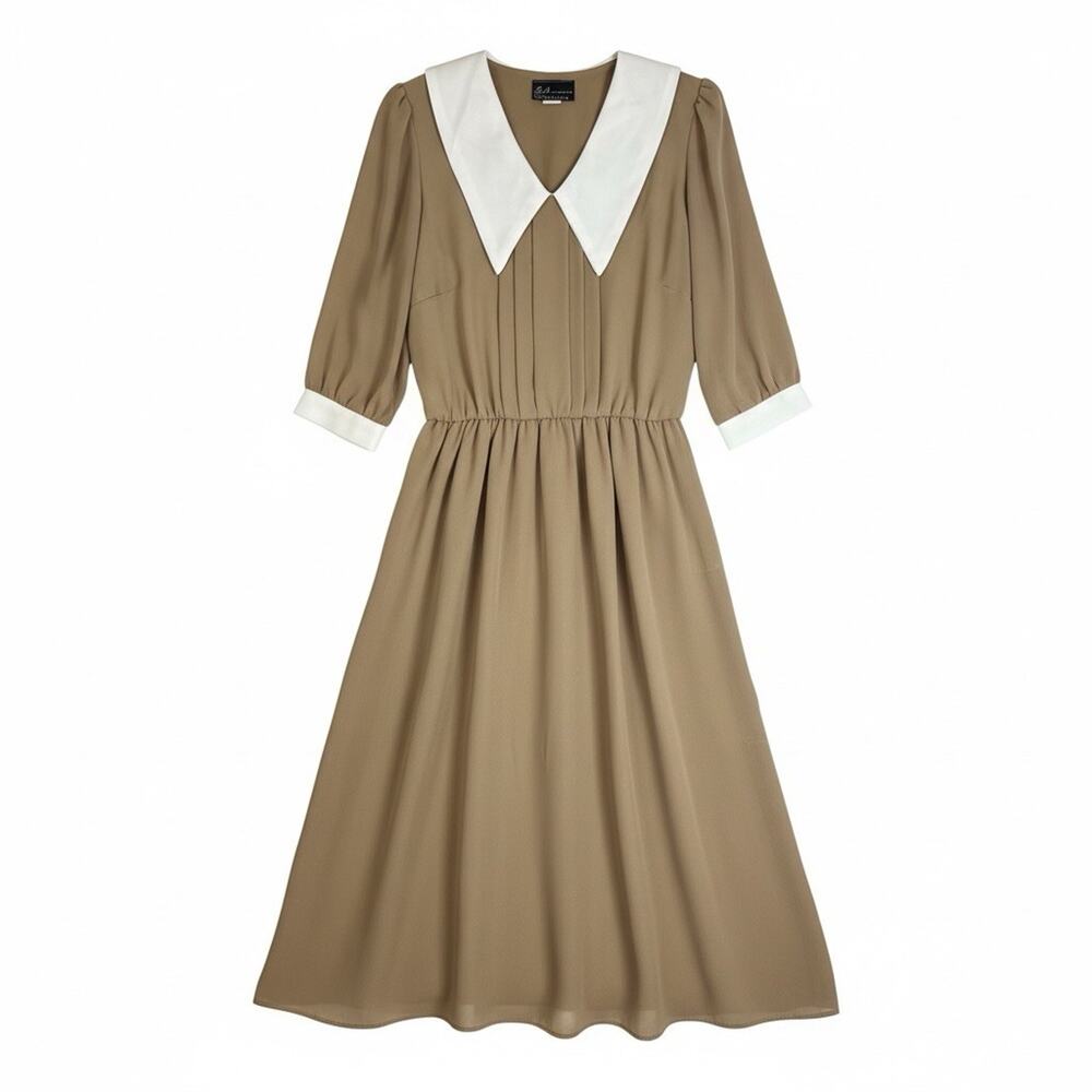 Vtg Breli Original Womens Sz 14 70s 80s Chiffon Dress Midi Teacher Secretary